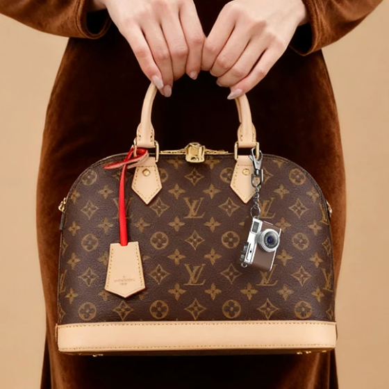 camara retro usado como llavero